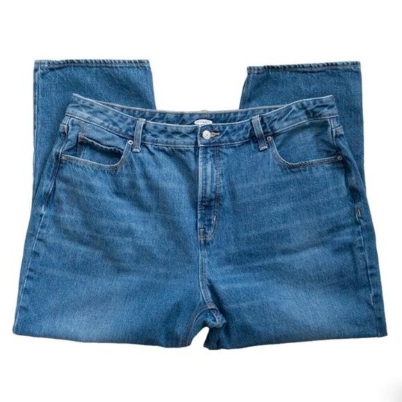 Old Navy High Waisted High Rise Blue Denim Jeans Cropped Wide Leg Womens Size 18 - Picture 1 of 4